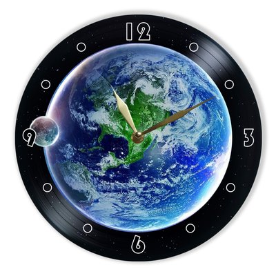 Wall Vinyl Record Clock Earth 12" UF-Clock-Earth-1 photo