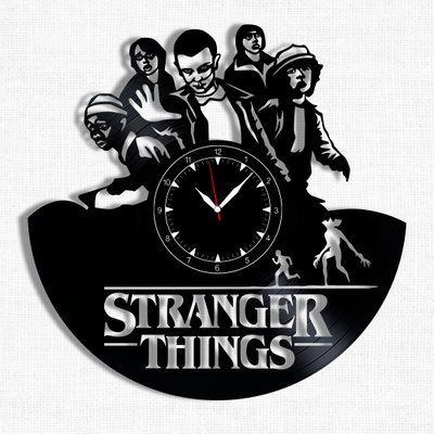 Настінний вініловий годинник Дивні дива, діаметр 30см Vinyl-Clock-M-Stranger Things-1 фото