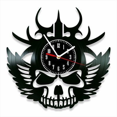 Настінний вініловий годинник Scull, діаметр 30см Vinyl-Clock-Scull-1 фото