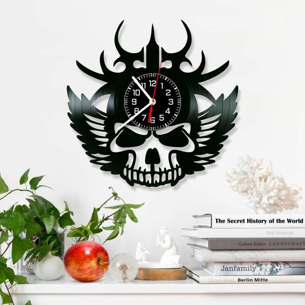 Настінний вініловий годинник Scull, діаметр 30см Vinyl-Clock-Scull-1 фото
