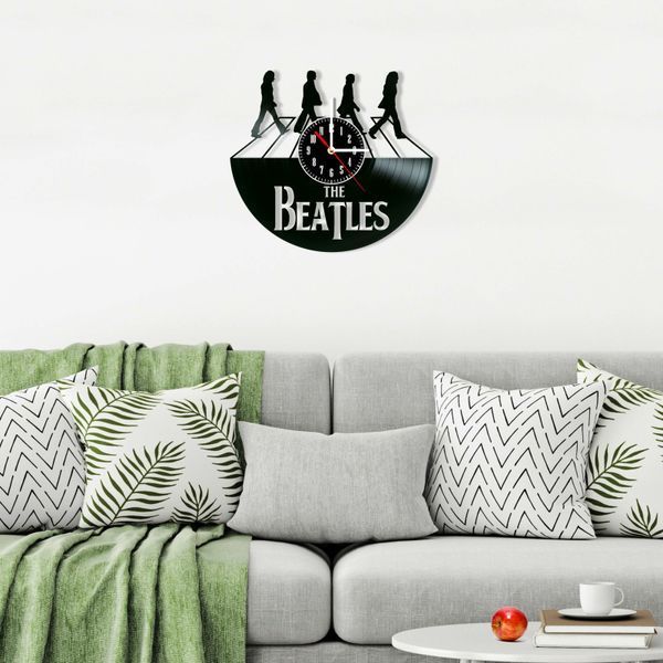 Настінний вініловий годинник The Beatles, діаметр 30см Vinyl-Clock-The Beatles-12 фото