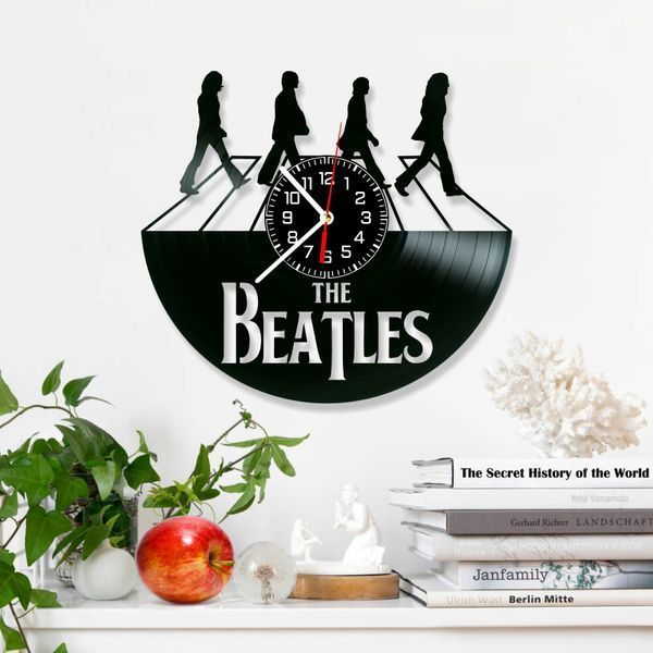 Настінний вініловий годинник The Beatles, діаметр 30см Vinyl-Clock-The Beatles-12 фото