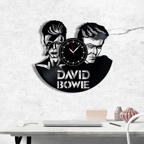 Настінний вініловий годинник Девід Бові, діаметр 30см Vinyl-Clock-David Bowie-2 фото