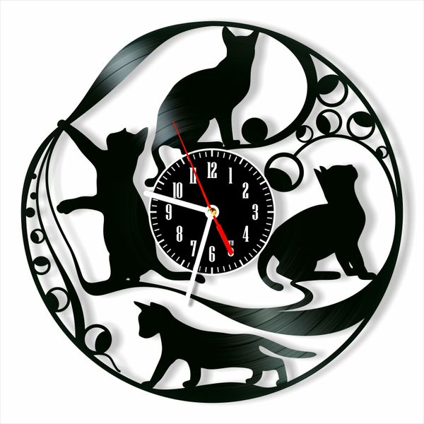 Wall Vinyl Record Clock Cats 12" Vinyl-Clock-Cats-6 photo