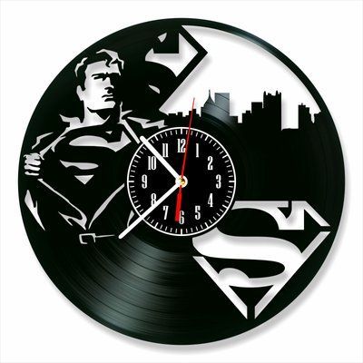 Настінний вініловий годинник Супермен, діаметр 30см Vinyl-Clock-M-Superman-2 фото