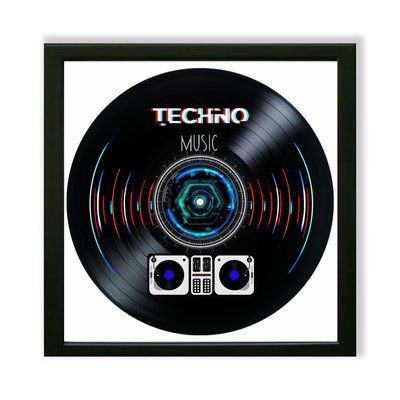 Vinyl Record Decor in a Wooden Frame Techno 14" 605-4-1 photo