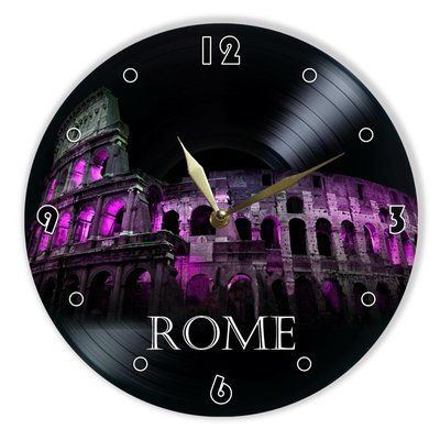 Wall Vinyl Record Clock Rome 12" 17-2-1 photo