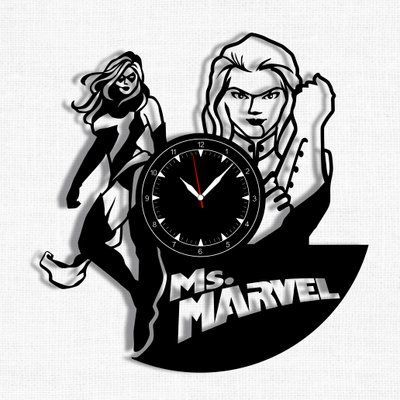 Настінний вініловий годинник Міз Ма́рвел, діаметр 30см Vinyl-Clock-Ms. Marvel-1 фото