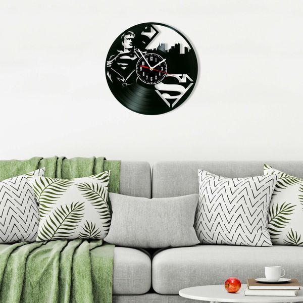 Настінний вініловий годинник Супермен, діаметр 30см Vinyl-Clock-M-Superman-2 фото