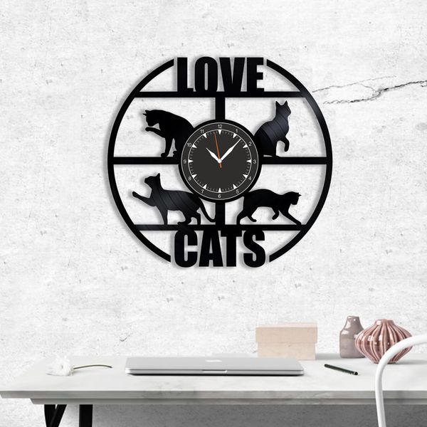 Wall Vinyl Record Clock Cats 12" Vinyl-Clock-Cats-7 photo