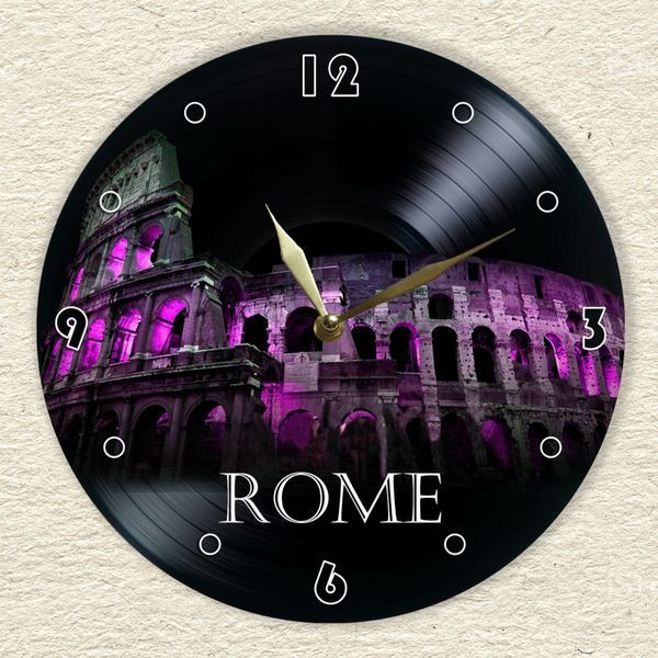 Wall Vinyl Record Clock Rome 12" 17-2-1 photo