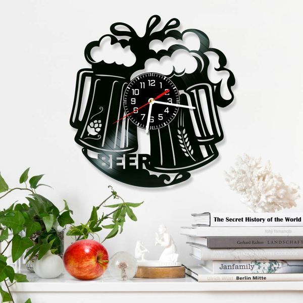 Wall Vinyl Record Clock Beer 12" 114-1-1 photo