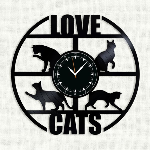 Wall Vinyl Record Clock Cats 12" Vinyl-Clock-Cats-7 photo