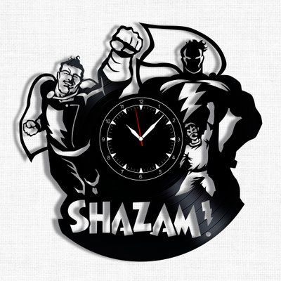 Настінний вініловий годинник Шазам, діаметр 30см Vinyl-Clock-Shazam-1 фото