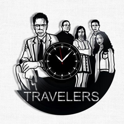 Настінний вініловий годинник Мандрівники, діаметр 30см Vinyl-Clock-M-Travelers-1 фото