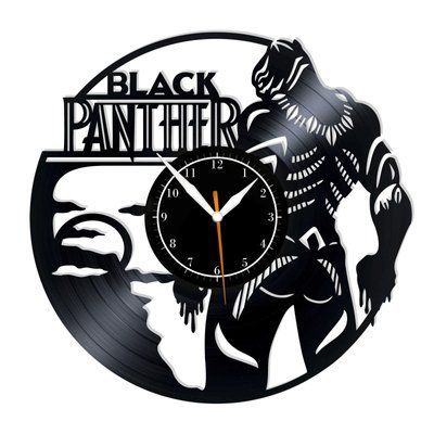Настінний вініловий годинник Чорна Пантера, діаметр 30см Vinyl-Clock-M-Black Panther-2 фото