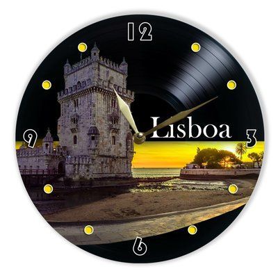 Wall Vinyl Record Clock Lisbon 12" 19-2-1 photo