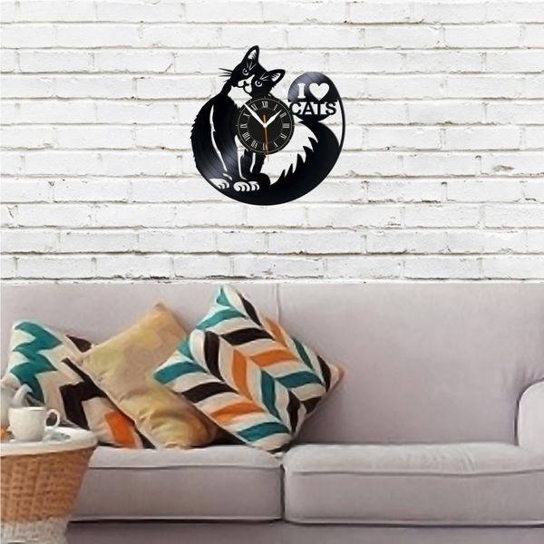 Wall Vinyl Record Clock Cats 12" Vinyl-Clock-Cats-8 photo