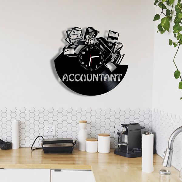 Wall Vinyl Record Clock Accountant 12" 89-1-1 photo