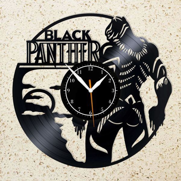 Настінний вініловий годинник Чорна Пантера, діаметр 30см Vinyl-Clock-M-Black Panther-2 фото