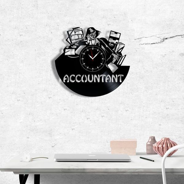 Wall Vinyl Record Clock Accountant 12" 89-1-1 photo