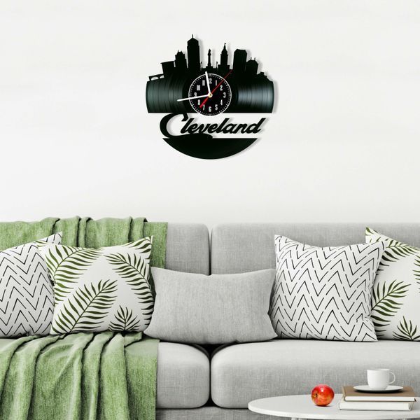 Wall Vinyl Record Clock Cleveland Ohio 12" 24-1-1 photo