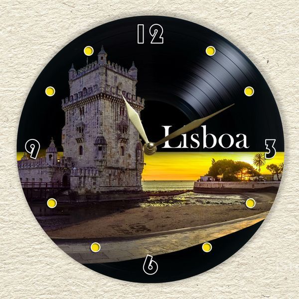 Wall Vinyl Record Clock Lisbon 12" 19-2-1 photo