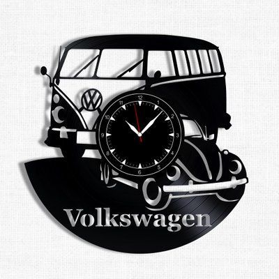 Настінний вініловий годинник Фольксваген, діаметр 30см Vinyl-Clock-Volkswagen-2 фото