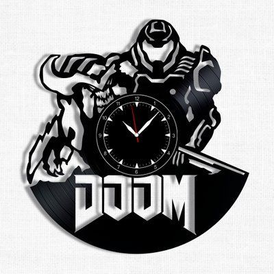Настінний вініловий годинник Doom, діаметр 30см Vinyl-Clock-Doom-1 фото