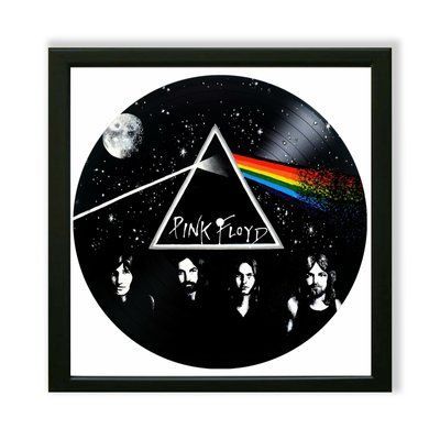 Настінний вініловий декор в дерев'яній рамці Pink Floyd, розміром 36см 566-4-1 фото