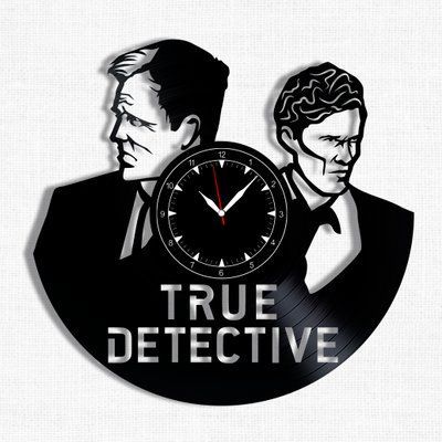 Настінний вініловий годинник Справжній детектив, діаметр 30см Vinyl-Clock-M-True Detective-1 фото