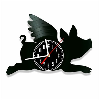 Wall Vinyl Record Clock Flying Pig 12" Vinyl-Clock-Flying Pig-1 photo