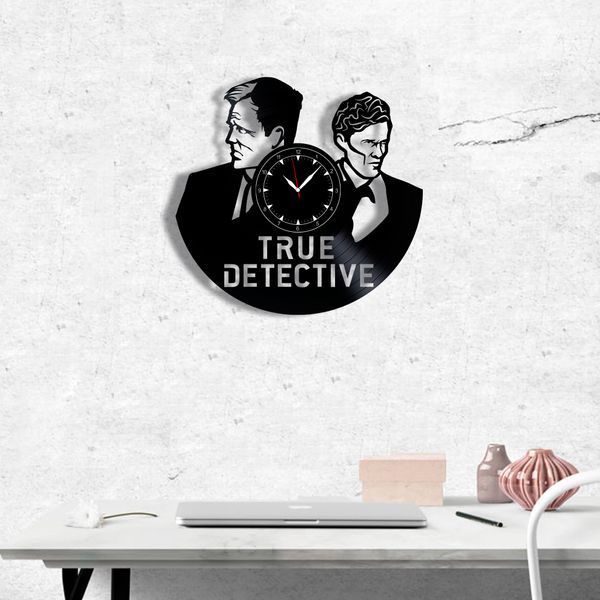 Настінний вініловий годинник Справжній детектив, діаметр 30см Vinyl-Clock-M-True Detective-1 фото