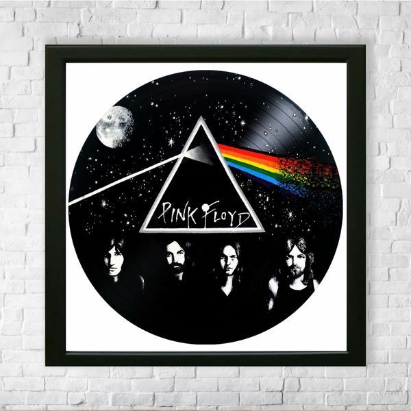 Настінний вініловий декор в дерев'яній рамці Pink Floyd, розміром 36см 566-4-1 фото