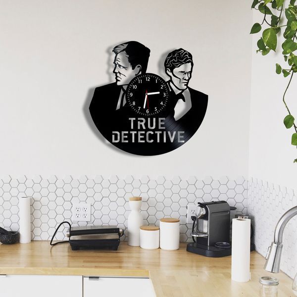 Настінний вініловий годинник Справжній детектив, діаметр 30см Vinyl-Clock-M-True Detective-1 фото