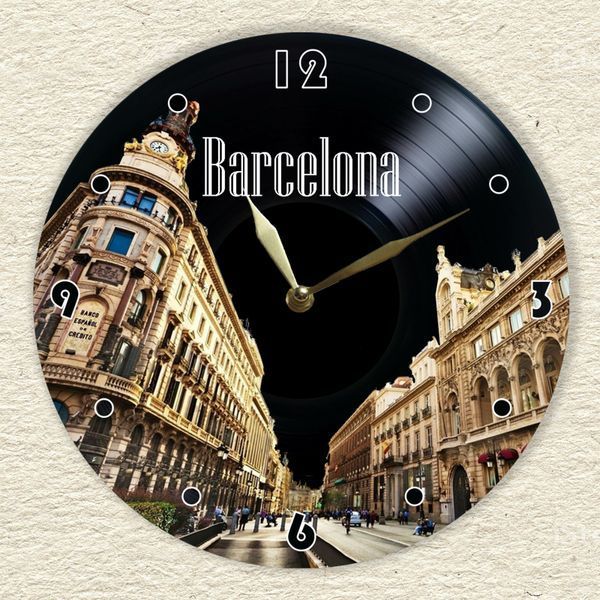 Wall Vinyl Record Clock Barcelona 12" 20-2-1 photo