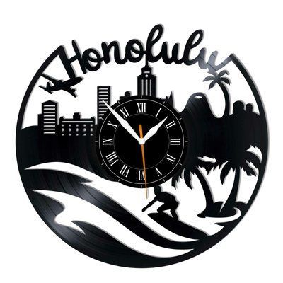 Wall Vinyl Record Clock Honolulu 12" 26-1-1 photo