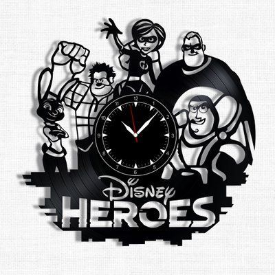 Настінний вініловий годинник Герої Діснея, діаметр 30см Vinyl-Clock-C-Disney Heroes-1 фото