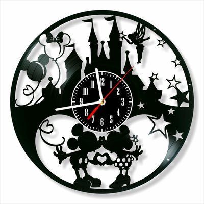 Настінний вініловий годинник Міккі і Мінні Маус, діаметр 30см Vinyl-Clock-C-Mickey and Minnie Mouse-11 фото