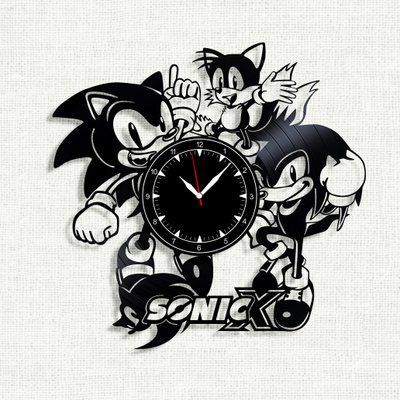 Настінний вініловий годинник Їжак Сонік, діаметр 30см Vinyl-Clock-Sonic-2 фото