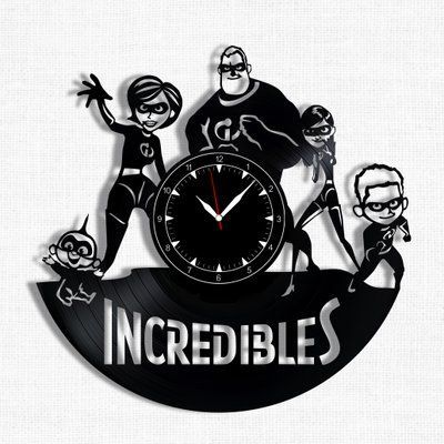Настінний вініловий годинник Суперсімейка, діаметр 30см Vinyl-Clock-C-Incredibles-2 фото