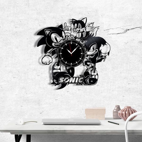 Настінний вініловий годинник Їжак Сонік, діаметр 30см Vinyl-Clock-Sonic-2 фото