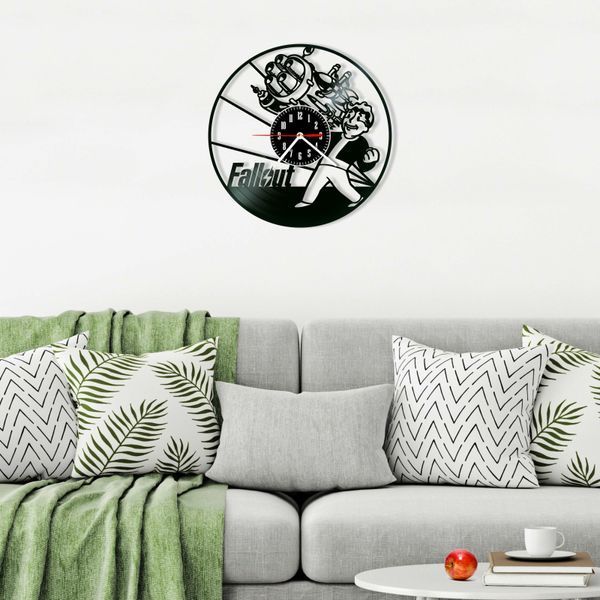 Настінний вініловий годинник Fallout, діаметр 30см Vinyl-Clock-Fallout-1 фото