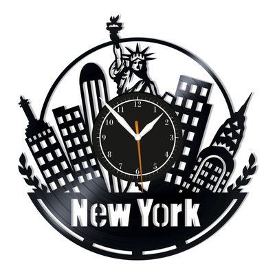Wall Vinyl Record Clock New York 12" 31-1-1 photo