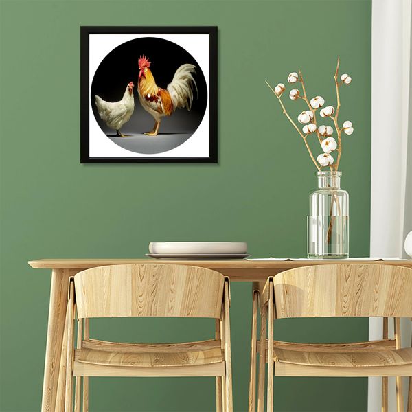 Vinyl Record Decor in a Wooden Frame Chickens 14" UF-Frame-Chickens-1 photo