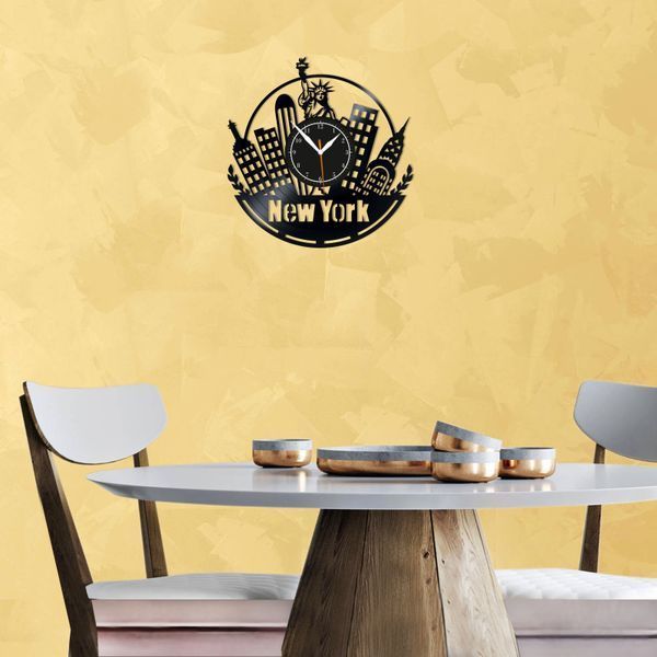 Wall Vinyl Record Clock New York 12" 31-1-1 photo