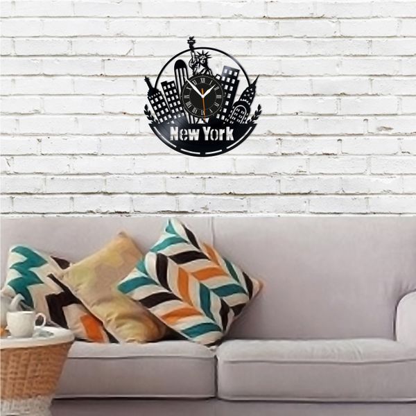 Wall Vinyl Record Clock New York 12" 31-1-1 photo