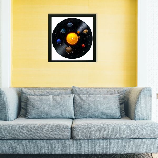 Vinyl Record Decor in a Wooden Frame Planets 14" UF-Frame-Planets-1 photo