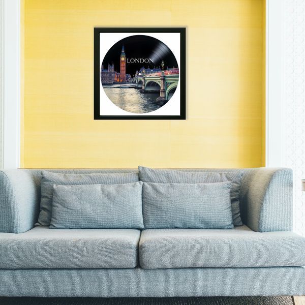 Vinyl Record Decor in a Wooden Frame London 14" 11-4-1 photo