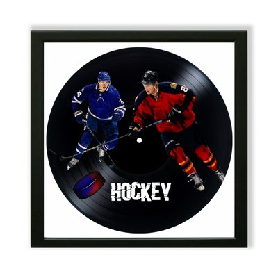 Vinyl Record Decor in a Wooden Frame Hockey 14" UF-Frame-Hockey-1 photo